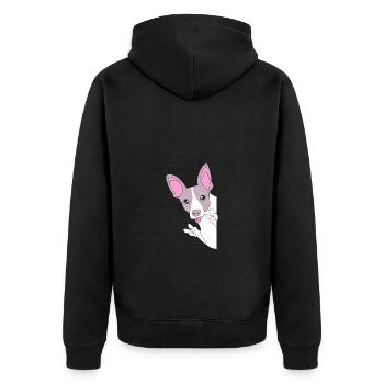 Rat Terrier - Unisex Premium Bio Zip Hoodie - Schwarz - Hinten - Nico (187cm)