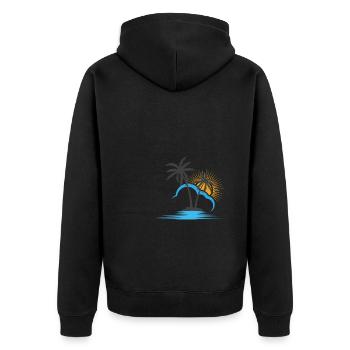 Palme Strand Sonne - Unisex Premium Bio Zip Hoodie - Schwarz - Hinten - Nico (187cm)