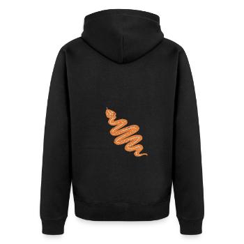 DOWN UNDER SNAKE - Unisex Premium Bio Zip Hoodie - Schwarz - Hinten - Nico (187cm)