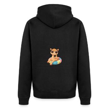 Kamel Comic Cool - Unisex Premium Bio Zip Hoodie - Schwarz - Hinten - Nico (187cm)