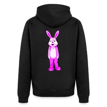Rabbit with fur in pink - Unisex Premium Organic Zip Hoodie - black - Back - Nico (187cm)