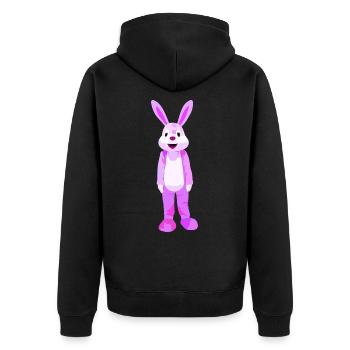 Der rosarote Ostern Hase - Unisex Premium Bio Zip Hoodie - Schwarz - Hinten - Nico (187cm)