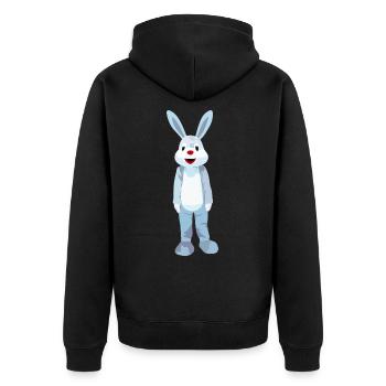 Blauer Hase mit roter Nase - Unisex Premium Bio Zip Hoodie - Schwarz - Hinten - Nico (187cm)