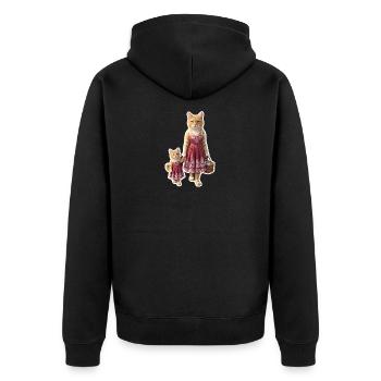 Ginger Cat Mom & Kitten Matching Dress | Whimsical - Unisex Premium Organic Zip Hoodie - black - Back - Nico (187cm)