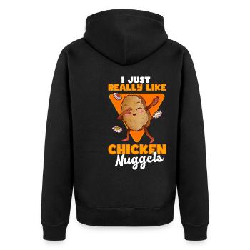 I Just Really Like Chicken Nuggets - Unisex Premium Organic Zip Hoodie - black - Back - Nico (187cm)