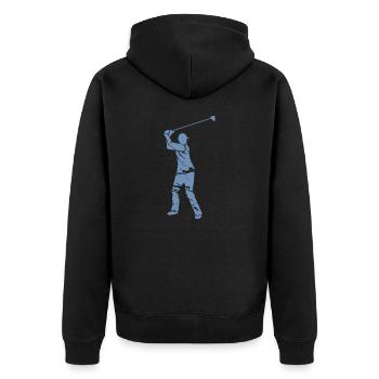 Golf Golfer Silhouette - White Grunge Design - Unisex Premium Organic Zip Hoodie - black - Back - Nico (187cm)