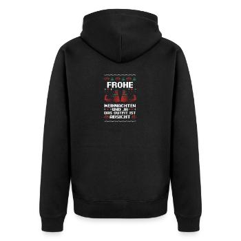 Weihnachtsmann Weihnachtsfest Ugly Christmas - Unisex Premium Bio Zip Hoodie - Schwarz - Hinten - Nico (187cm)