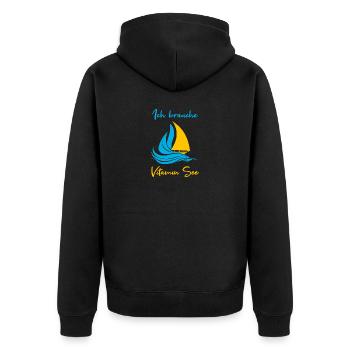 Ich brauche Vitamin See - Unisex Premium Bio Zip Hoodie - Schwarz - Hinten - Nico (187cm)