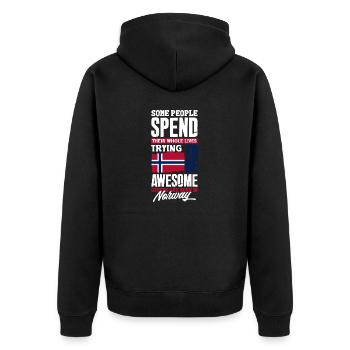 Norway Norwegian Norway Flag Funny Quote - Unisex Premium Organic Zip Hoodie - black - Back - Nico (187cm)