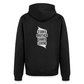 son brother gamer legend - Unisex Premium Bio Zip Hoodie - Schwarz - Hinten - Nico (187cm)