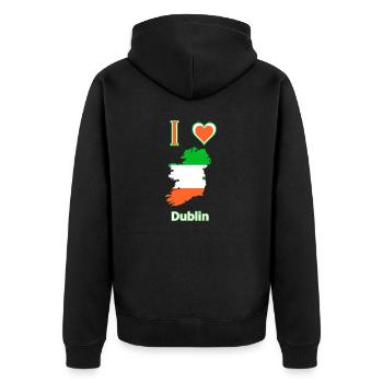 Irelandkarte Flagge mit der Stadt Dublin - Unisex Premium Bio Zip Hoodie - Schwarz - Hinten - Nico (187cm)