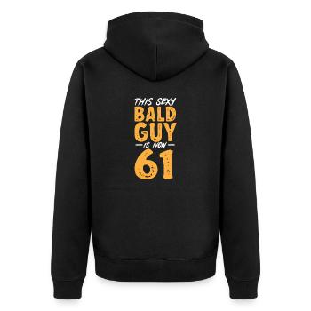 Bald Head Baldness Beard Bald Head - Unisex Premium Organic Zip Hoodie - black - Back - Nico (187cm)