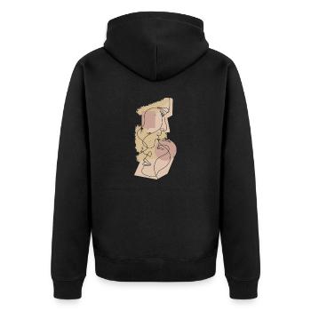 Couple amoureux linéaire une ligne Vintage - Veste à capuche bio Premium Unisexe - noir - Dos - Nico (187cm)