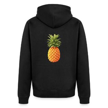 Ananas bunt - Unisex Premium Bio Zip Hoodie - Schwarz - Hinten - Nico (187cm)