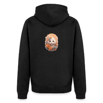 felino gatito - Unisex Premium Organic Zip Hoodie - black - Back - Nico (187cm)