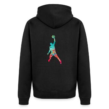 Joueurs de basket-ball - PopArt - Veste à capuche bio Premium Unisexe - noir - Dos - Nico (187cm)