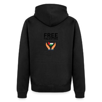 Free Palestine - Unisex Premium Bio Zip Hoodie - Schwarz - Hinten - Nico (187cm)