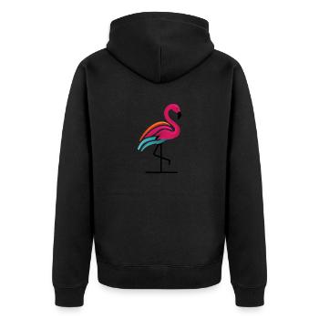 Flamingo - Unisex Premium Bio Zip Hoodie - Schwarz - Hinten - Nico (187cm)