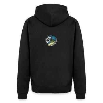 surfing surf skull the temple of surf - Unisex Premium Bio Zip Hoodie - Schwarz - Hinten - Nico (187cm)