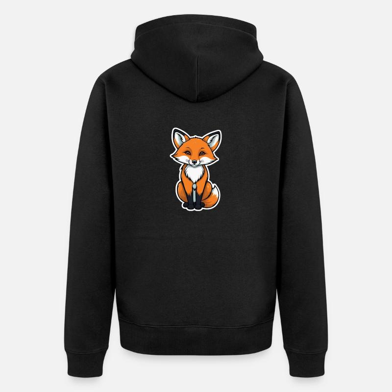 Illustration de renard - Veste à capuche bio Premium Unisexe - noir