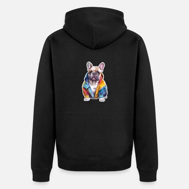 Drôle de bouledogue français. - Veste à capuche bio Premium Unisexe - noir