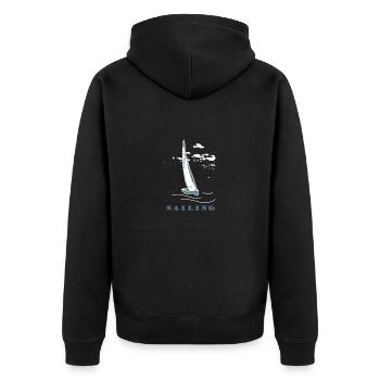 sailboat,sea,maritim,gift,cool,trend - Unisex Premium Organic Zip Hoodie - black - Back - Nico (187cm)