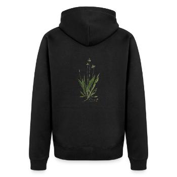 Spitz-Wegerich - Unisex Premium Bio Zip Hoodie - Schwarz - Hinten - Nico (187cm)