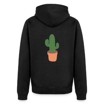 kaktus - Unisex Premium Bio Zip Hoodie - Schwarz - Hinten - Nico (187cm)