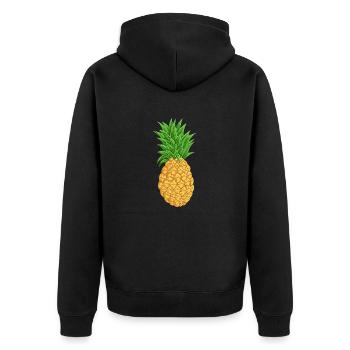 Ananas - Unisex Premium Bio Zip Hoodie - Schwarz - Hinten - Nico (187cm)