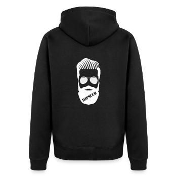Illustration hipster avec barbe et lunettes de soleil - Veste à capuche bio Premium Unisexe - noir - Dos - Nico (187cm)