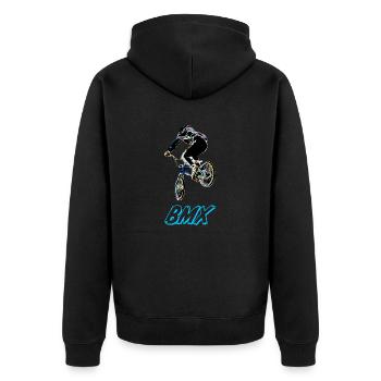 BMX Race Racing Mountainbike Motocross - Unisex Premium Bio Zip Hoodie - Schwarz - Hinten - Nico (187cm)
