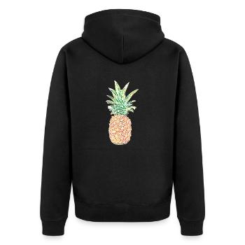 Ananas Mosaik - Unisex Premium Bio Zip Hoodie - Schwarz - Hinten - Nico (187cm)