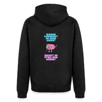 Augen verdrehen Gehirn - Unisex Premium Bio Zip Hoodie - Schwarz - Hinten - Nico (187cm)