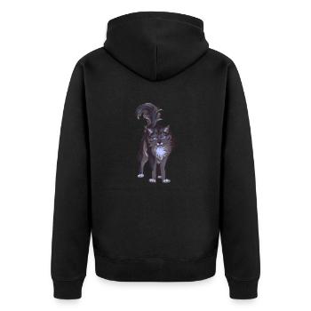 Hawkfrost Ural Frost Grey Cat Cool - Unisex Premium Organic Zip Hoodie - black - Back - Nico (187cm)