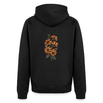 Retro Surf Sixties Orange Flowers - Unisex Premium Organic Zip Hoodie - black - Back - Nico (187cm)