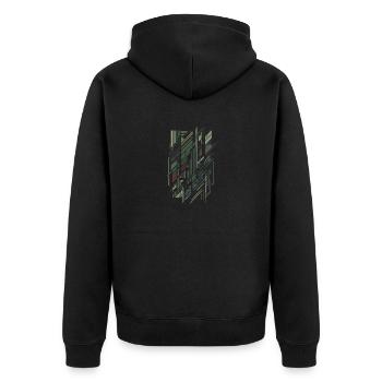 Geometrisches Tarngitter - Unisex Premium Bio Zip Hoodie - Schwarz - Hinten - Nico (187cm)