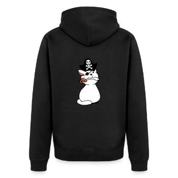 Süße Pirat Katze Seeräuber Augenklappe Hut Säbel - Unisex Premium Bio Zip Hoodie - Schwarz - Hinten - Nico (187cm)