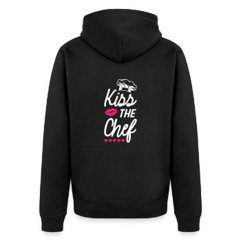 Kiss The Chef - Unisex Premium Bio Zip Hoodie - Schwarz - Hinten - Nico (187cm)