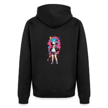 Street Art Girl 23239 - Unisex Premium Organic Zip Hoodie - black - Back - Nico (187cm)