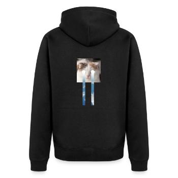 DIE KATZE UND DER HIMMEL - Unisex Premium Bio Zip Hoodie - Schwarz - Hinten - Nico (187cm)