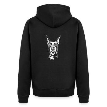 Dobermann Portrait Dobi Dobie Hund Hunde Wilsigns - Unisex Premium Bio Zip Hoodie - Schwarz - Hinten - Nico (187cm)