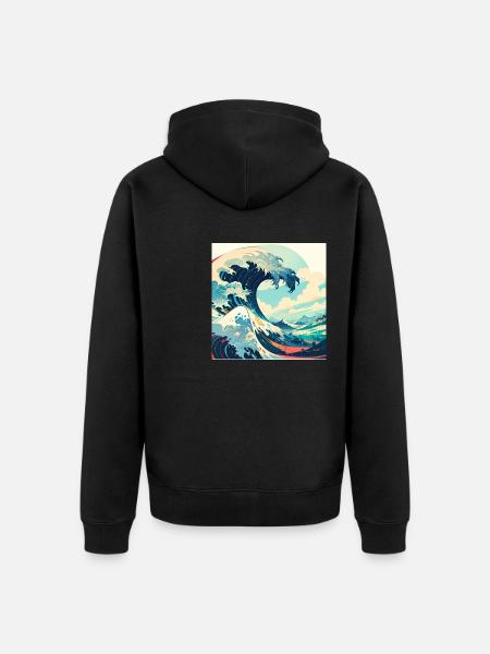 Wave of kanagawa,wave, illustration,Japan - Unisex Premium Organic Zip Hoodie - black