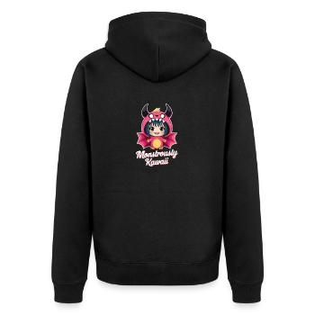 Anime Girl in Monster Suit - Unisex Premium Organic Zip Hoodie - black - Back - Nico (187cm)