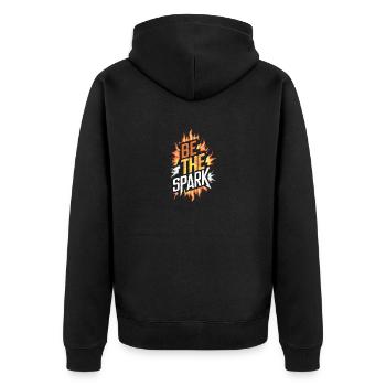 Sei der Funke - Unisex Premium Bio Zip Hoodie - Schwarz - Hinten - Nico (187cm)