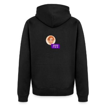 WMN PWR - Female Face - 05 - Unisex Premium Organic Zip Hoodie - black - Back - Nico (187cm)