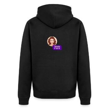 WMN PWR - Female Face - 06 - Unisex Premium Organic Zip Hoodie - black - Back - Nico (187cm)