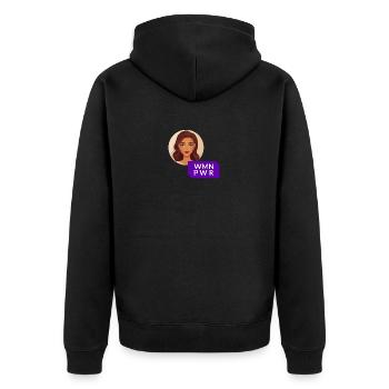 WMN PWR - Female Face - 02 - Unisex Premium Organic Zip Hoodie - black - Back - Nico (187cm)