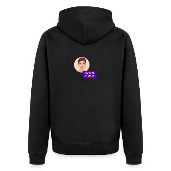 WMN PWR - Female Face - 01 - Unisex Premium Organic Zip Hoodie - black - Back - Nico (187cm)
