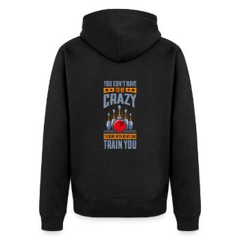 Bowling Bowler Gift - Unisex Premium Organic Zip Hoodie - black - Back - Nico (187cm)