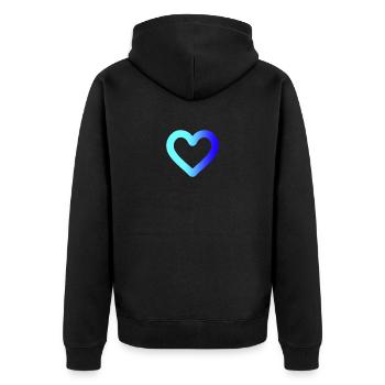 blaues Herz - Unisex Premium Bio Zip Hoodie - Schwarz - Hinten - Nico (187cm)